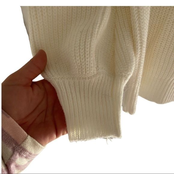 Zaful white long sleeve knit boat neck loose Fit sweater size small NWT - Picture 2 of 5